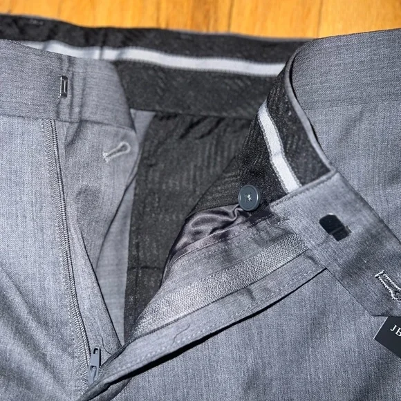 NWT - JB Britches Wool Blend Dress Pants Mens Grey Straight Slacks - Picture 11 of 16